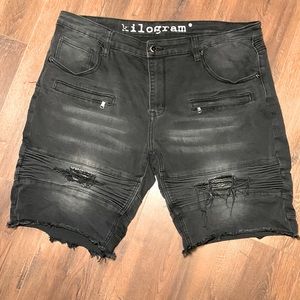 Kilogram Distressed Black Jean Shorts